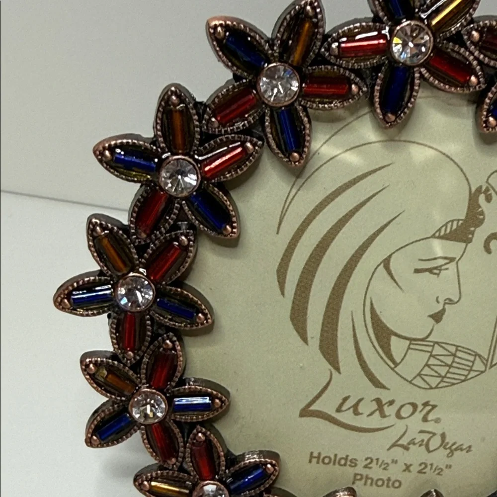 Luxor Las Vegas casino floral red blue clear Egyptian revival Round Photo Frame
